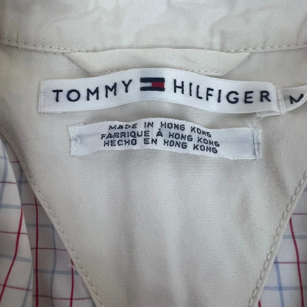 Vtg Tommy Hilfiger White‎ Cotton Button Up Jacket Womens Medium Casual Mod Disco